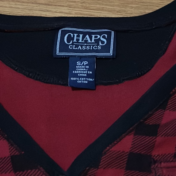 Chaps V-Neck Buffalo Plaid Top - Picture 5 of 6